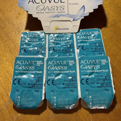 Acuvue Oasys Contact Lenses 1.75 Myopia Pack of 6 New