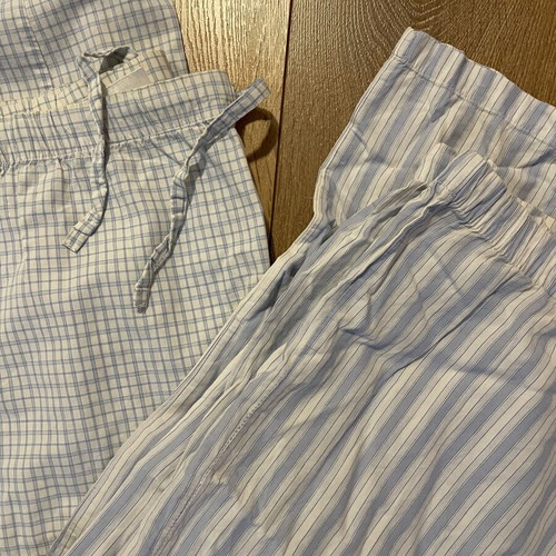 Men's Summer Pajama Pants Set like new, size large, white and blue