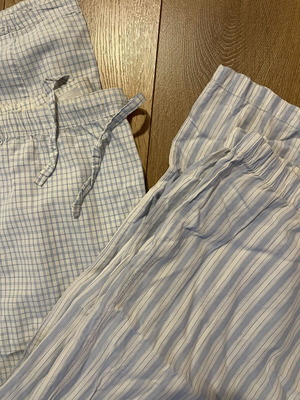 Men's Summer Pajama Pants Set like new, size large, white and blue