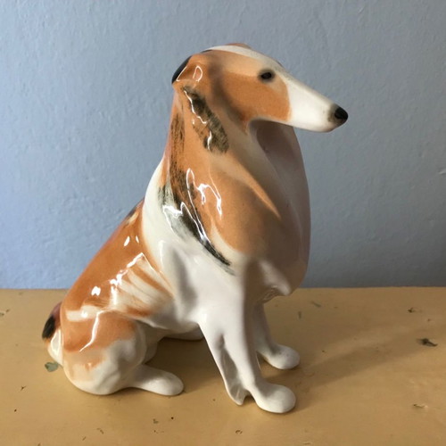 Lomonosov porcelain figurine colley dog used
