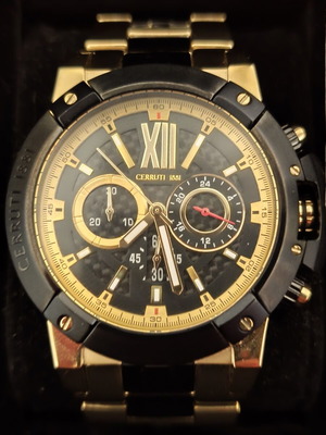 Cerruti 1881 men's chronograph watch new, black and gold