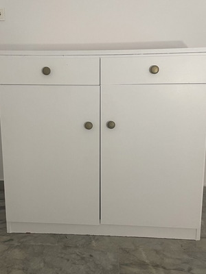 Buffet used white color with solid wood frame