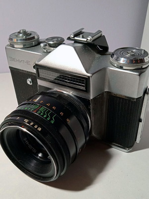 Zenit-E collectible Soviet camera used with Helios 44-2 lens