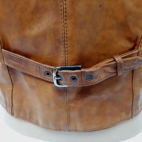 Apollo Leder Design Vintage Leather Vest lambskin size L used, brown