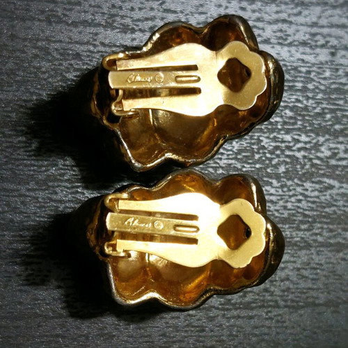 Vintage clip earrings faux bijoux like new, gold tone