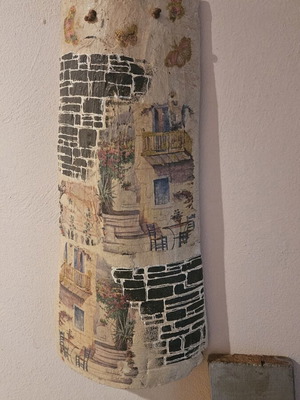 Διακοσμητικό χειροποίητο κεραμίδι decoupage τοίχου