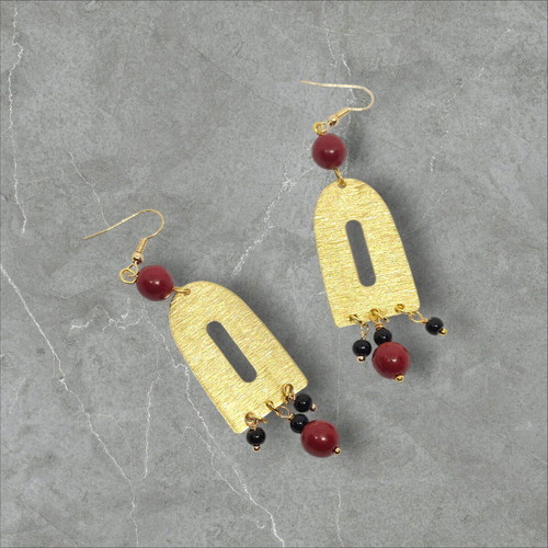 Earrings with semi-precious stones new, handmade from brass
