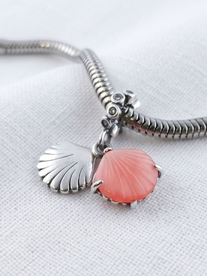 Pandora Double Pendant Charm Shell & Coral S925 ALE new