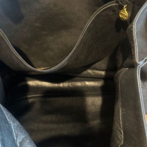 Chanel CC Logo Big Shoulder Bag used, black leather