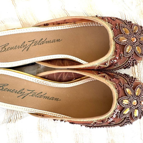 Beverly Feldman mules new, embroidered with sequins and beads