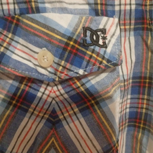 DC short sleeve men's plaid shirt, multicolor, size M