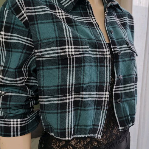 Cropped checked shirt Attrattivo like new, green, size M
