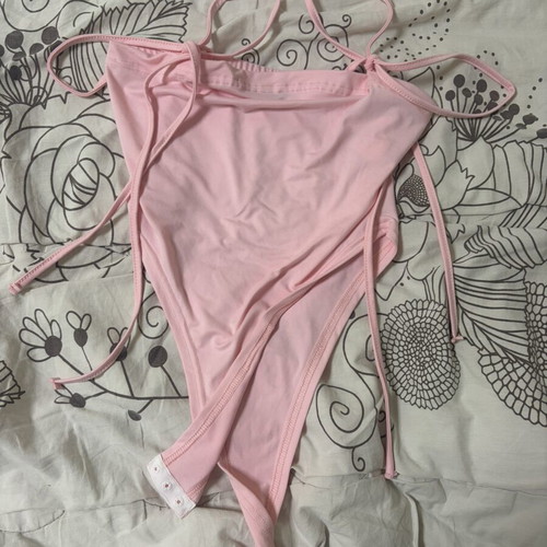 Pink bodysuit with tie straps new