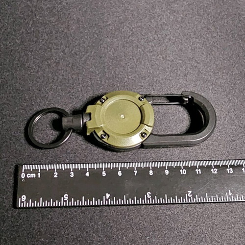 Keychain with retractable wire new, khaki color