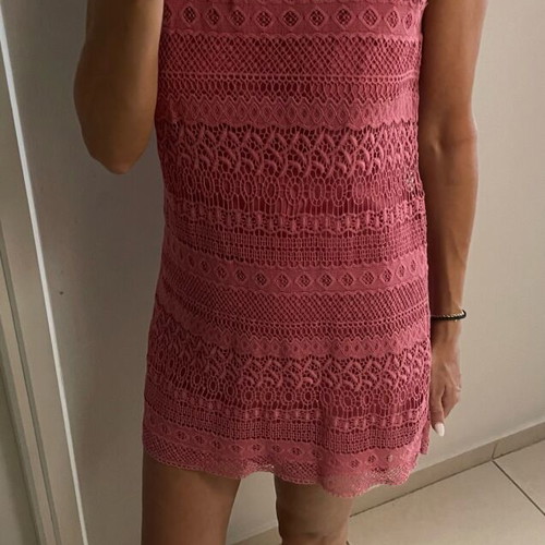Massimo Dutti mini lace knit dress coral color like new