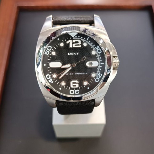 Ρολόι DKNY Black Leather Strap Black Dial καινούργιο ανδρικό