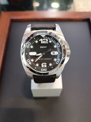 Ρολόι DKNY Black Leather Strap Black Dial καινούργιο ανδρικό