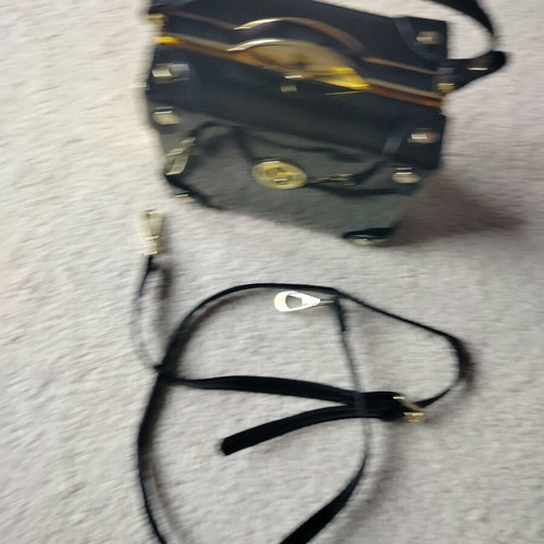 Women's black patent leather box bag like new