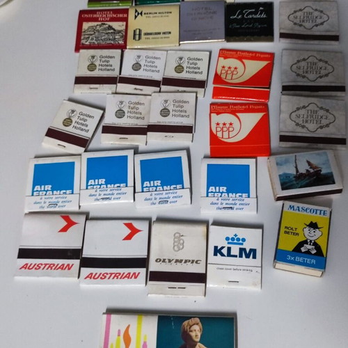 Collection of rare matchboxes used, airlines and hotels