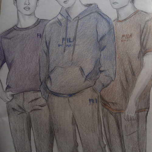 Kpop pencil drawings like new, set of 2