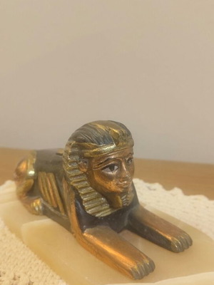 Art deco αιγυπτιακή Σφίγγα σαν καινούργιο, μπρούντζος με μαρμάρινη βάση