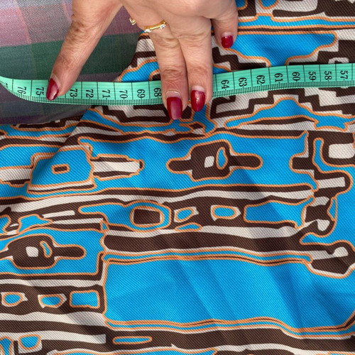 Shirt blue with brown patterns new Kado handmade clothes