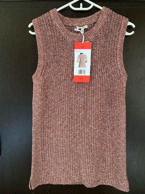 Knitted sleeveless sweater new, size M, pink-white-beige