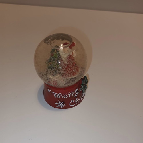 Christmas decoration set like new with Santa snow globe and star