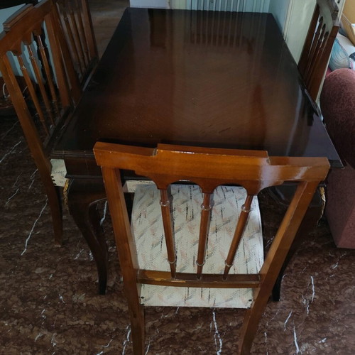 Classic solid wood dining table with six chairs used in very good condition
