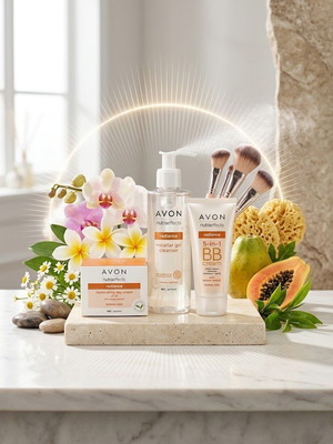 Avon Nutra Effects Radiance skincare set with day cream, BB cream & micellar cleanser