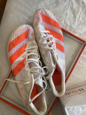 Adidas Athletic Spikes used, size 38.5, white and orange