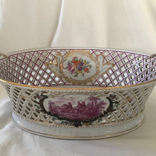 Royal Vienna porcelain basket used, hand-painted