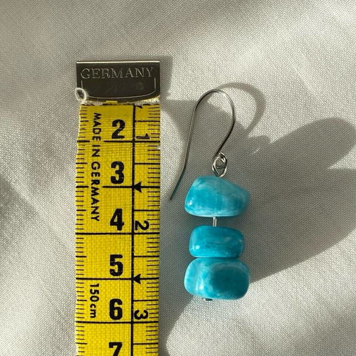 Handmade earrings with nephrite chips made to order, blue and silver