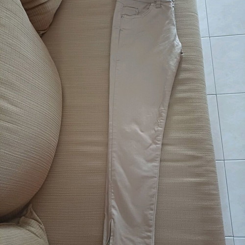Women's elastic pants beige used with side zipper