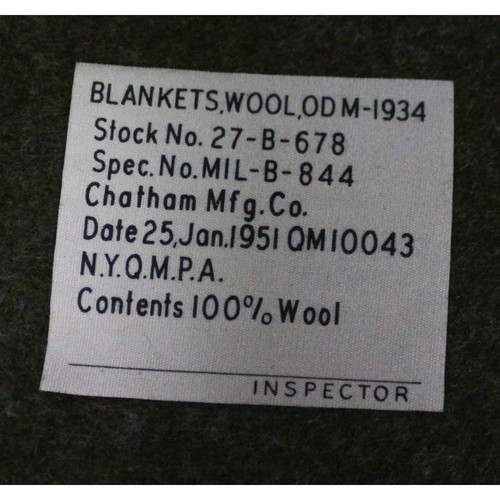 American military soldier blanket 1951 used