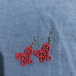 Butterfly earrings like new, red