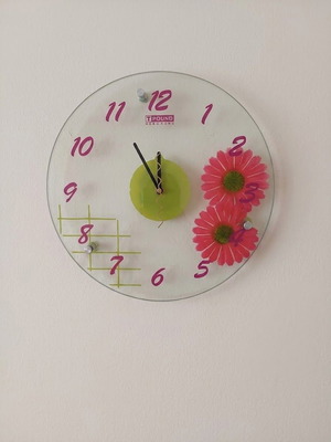 TFOUND ARTCLOCK wall clock with pink gerbera flowers