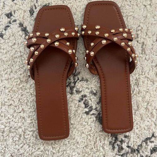 Summer sandals with studs new brown size 41
