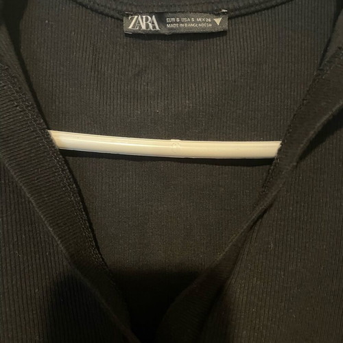 Zara black long-sleeve crop top like new, size S