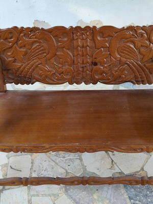Wooden Skyriai style bench sofa used, handmade