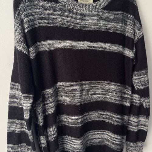 Oversized striped knit sweater Papaya M like new, black and grey with zippers