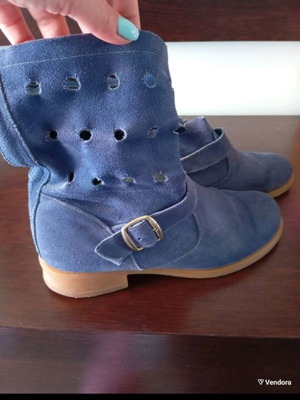 Spring Women's Ankle Boots Size 39 Like New, Blue Suede