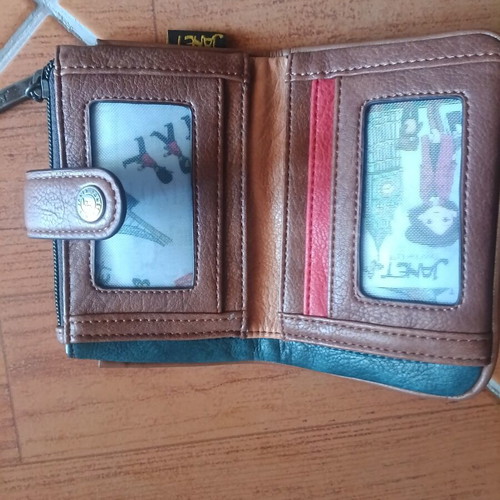 Women's leather wallet new, brown multicolor