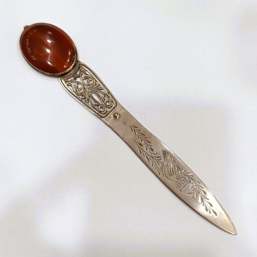 Vintage Silver Letter Opener 925 with Semi-Precious Stone like new