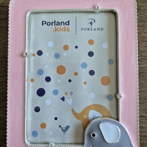 Photo frame with elephant pink enamel and rhinestones 9×13 new