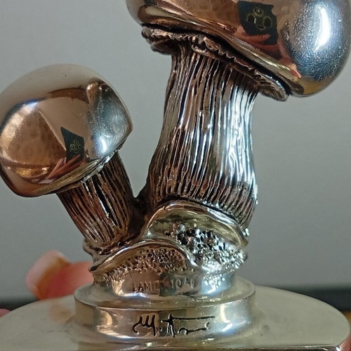 Marcello Giorgio vintage ασημένια βάση για κάρτες 925, σχέδιο μανιτάρι