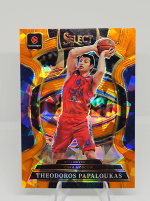 Theodoros Papaloukas Concourse Orange Ice Prizm Parallel #26 Panini Select EuroLeague 25-26