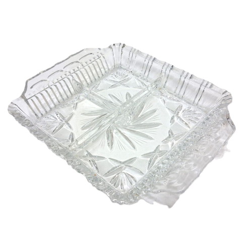 Vintage crystal serving platter with 4 compartments like new