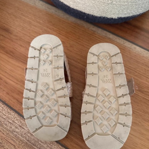 Zara kids boho sandals size 24 used, beige, adjustable closure