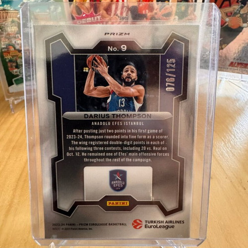 Darius Thompson Blue Ice Prizm EuroLeague 2023-24 Card like new